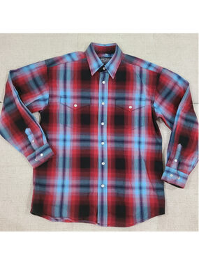 Panhandle Select Boys Size Large 14 Aztec Pearl Snap Red Navy Western Shirt